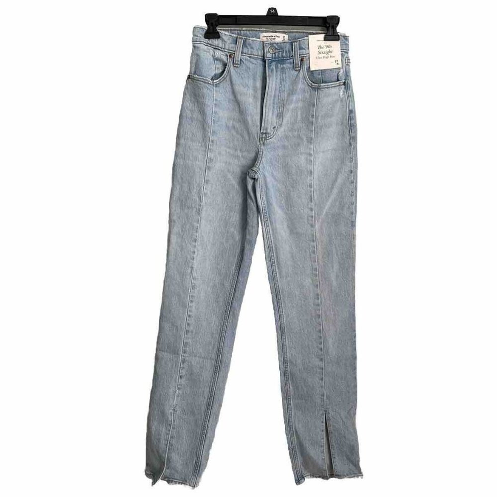 New Abercrombie & Fitch Ultra High Rise 90s Straight Jeans Vent H…